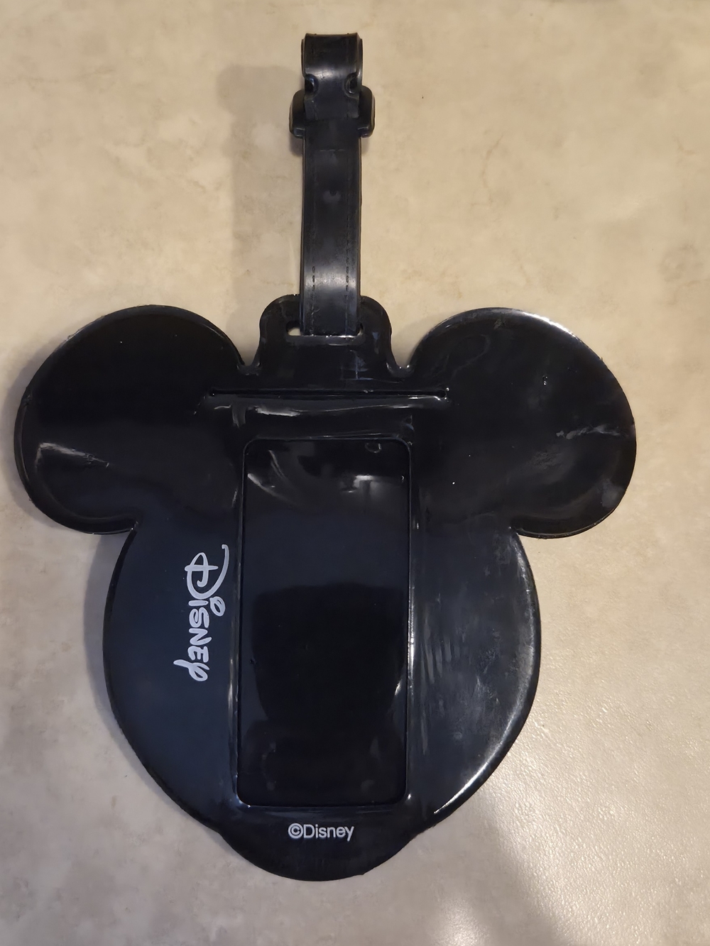 Disney Mickey Mouse Face Black Luggage Tag Travel Bag Tag - Picture 2 of 2